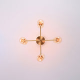 Modern 6-Light All-Brass Chandelier – Cylindrical Socket Sputnik Ceiling Fixture - 32204
