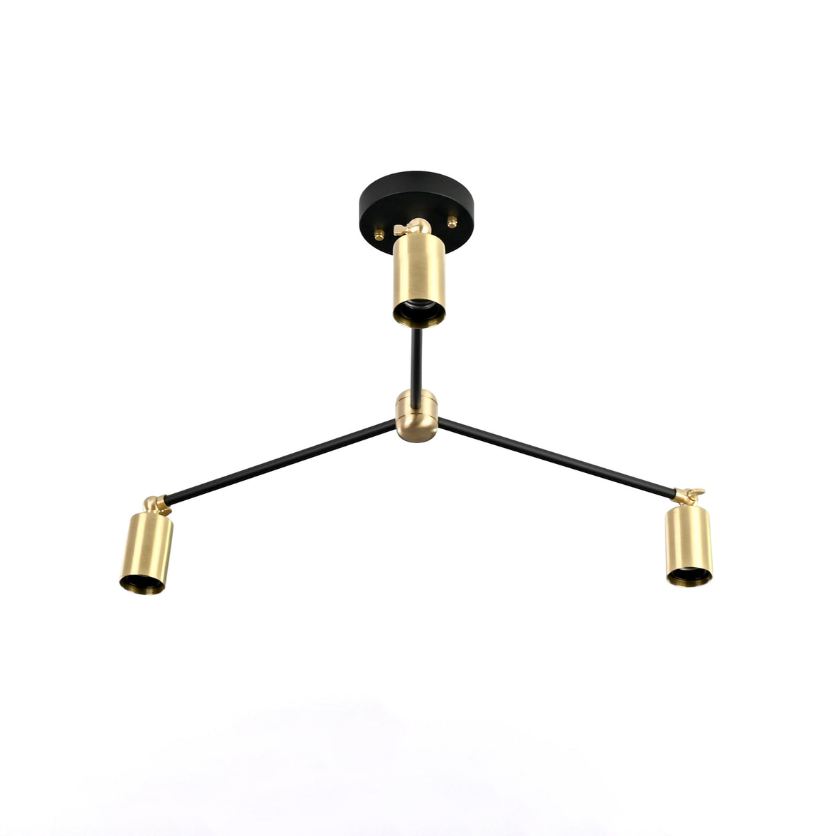 Modern 3-Light Black & Brass Chandelier – Mid-Century Ceiling Fixture with Globe Bulbs - 32209
