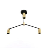Modern 3-Light Black & Brass Chandelier – Mid-Century Ceiling Fixture with Globe Bulbs - 32209