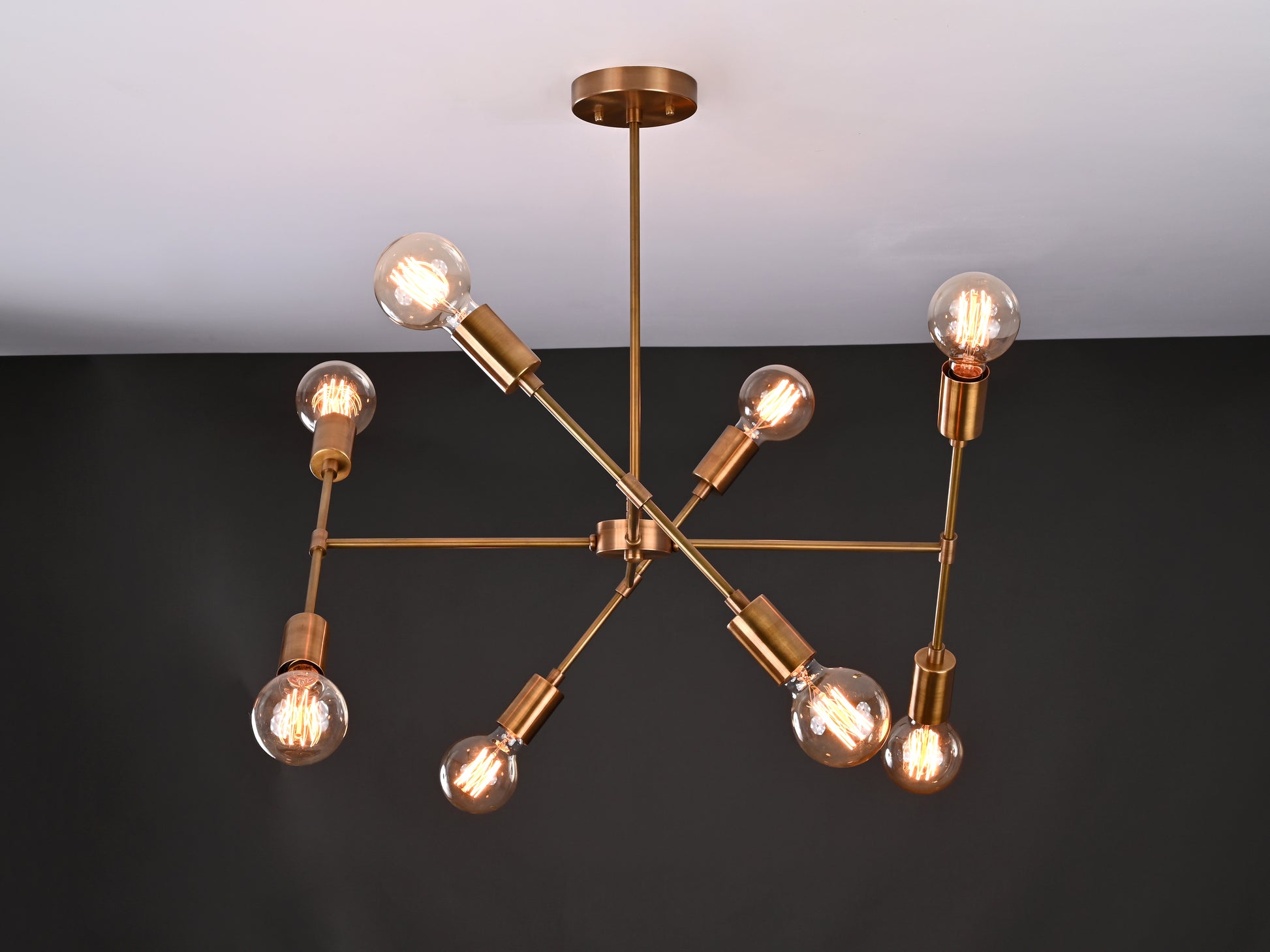 8 Arms Brass Sputnik Chandelier 25" Wide - 32212