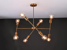 Modern 10-Light Antique Brass Chandelier – Multi-Angle Sputnik Fixture with Edison Bulbs - 32212