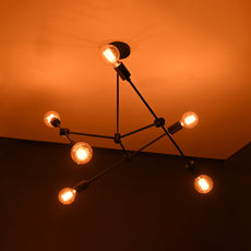Modern 10-Light Black Chandelier – Angular Geometric Ceiling Fixture with Globe Bulbs - 32213