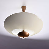 Mid-Century Saucer Pendant Light – Brass & Opal Acrylic UFO-Inspired Ceiling Fixture - 32218