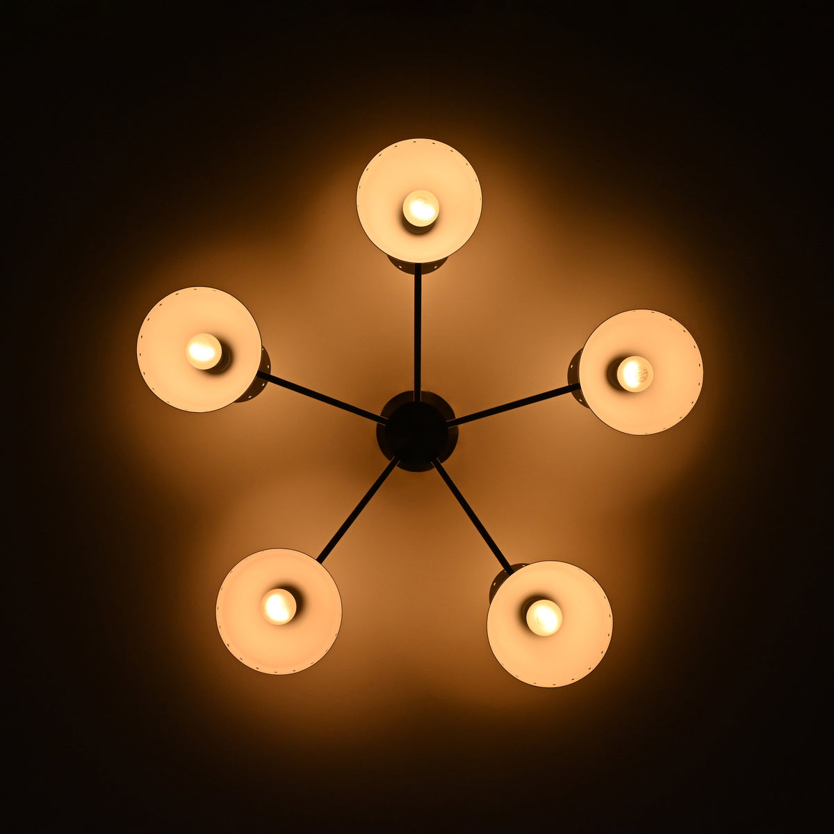 Modern 10-Light Chandelier – Black & White Dual Cone Shades with Brushed Nickel Frame - 32222