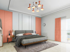 Modern 10-Light Chandelier – Color Blocked Coral, White & Brass Double Cone Ceiling Fixture - 32223