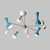 Mid-Century Modern Diabolo Chandelier – 8 Arms | 16 Lights | Customizable Colors & Finishes - 32226