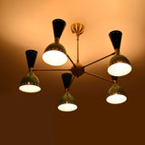 Diabolo Style Mid-Century Modern Chandelier – Customizable 5-Arm, 10-Light Ceiling Lamp Natural Brass or Copper Finish | Handcrafted Lighting Fixture - 32232