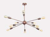 Warm Brass Bare Bulb Sputnik Chandelier – Industrial Mid-Century Modern Ceiling Pendant Light - 32140