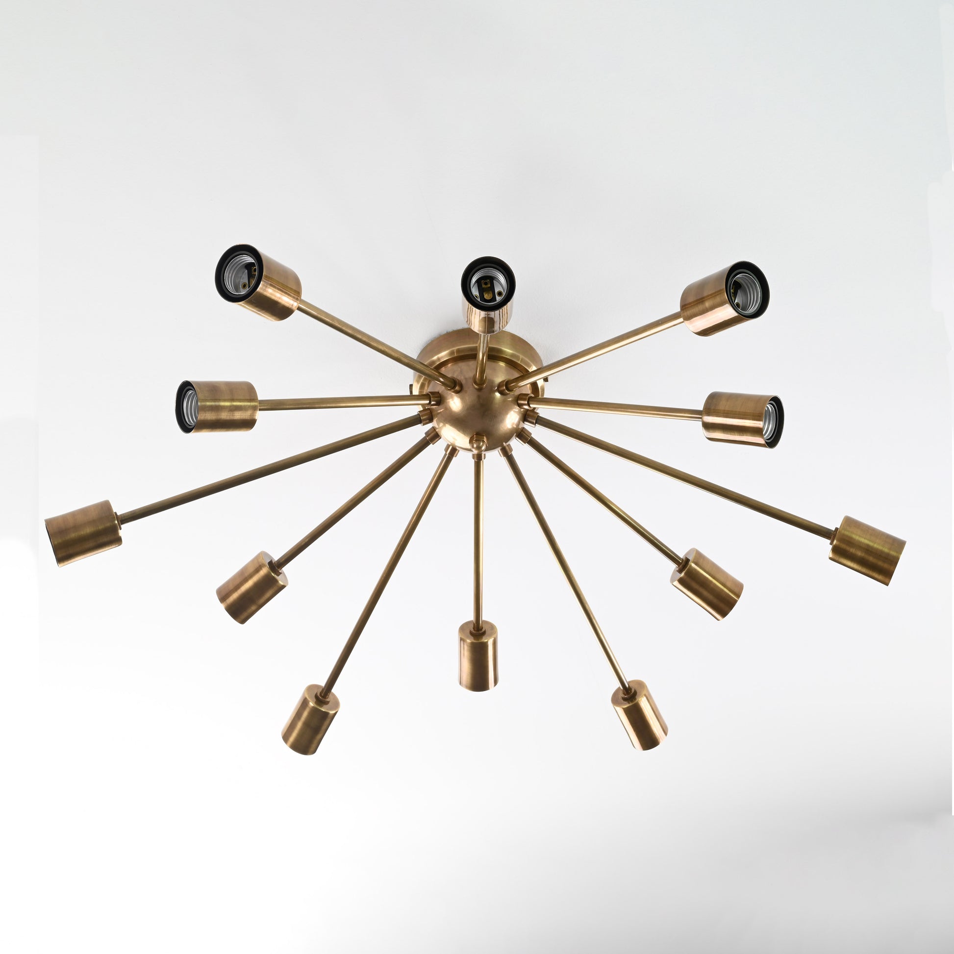 12 Arms Brass Sputnik Chandelier 30" Wide - 32152