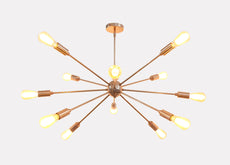 Sputnik Chandelier Shinny Copper Finish, Hanging Ceiling Lamp, Mid Century Style Chandelier Made of Full Brass 12 Lights/arms