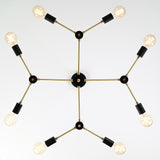 Modern 12-Light Black & Brass Geometric Chandelier – Art-Deco Inspired Ceiling Fixture - 32168