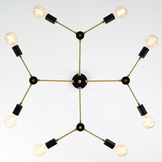 Modern 12-Light Black & Brass Geometric Chandelier – Art-Deco Inspired Ceiling Fixture - 32168