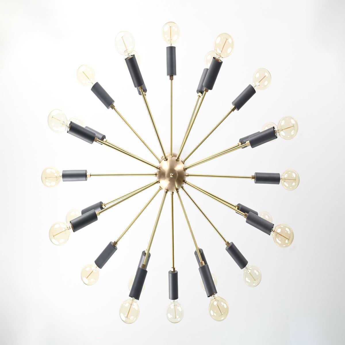 Vintage 12-Light Brass Sputnik Chandelier – Retro Ceiling Fixture with Exposed Filament Bulbs - 32160