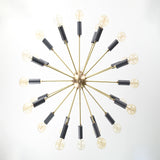 Vintage 12-Light Brass Sputnik Chandelier – Retro Ceiling Fixture with Exposed Filament Bulbs - 32160