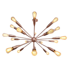Industrial Brass Made, Sputnik Chandelier in Copper Patina, Ceiling Light Lamp, Sputnik Dinning Room Chandelier Mid Century lamp, Custom lamp 24 arms/Lights