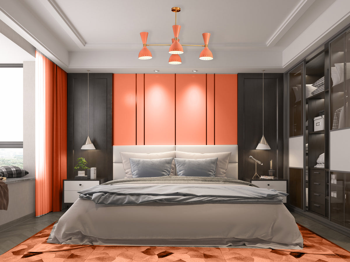 Mid-Century Modern Diabolo Style 4-Arm Chandelier Lamp | Customizable Ceiling Lamp | Two-Way Lighting Chandelier | Brass & Copper Finishes Available - 32225