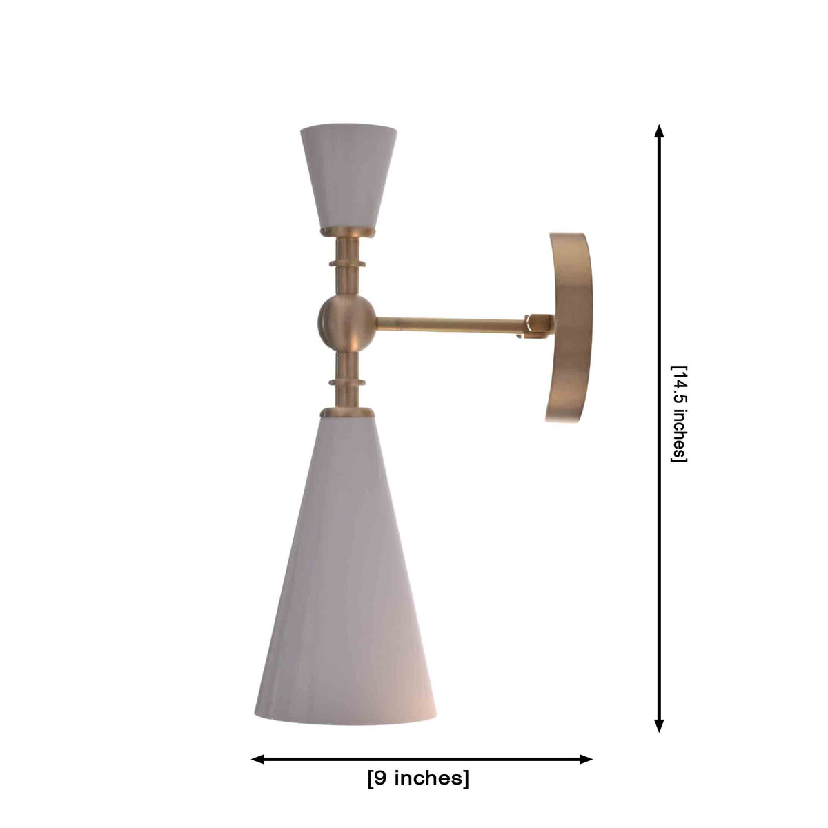Copenhagen Cone Wall Sconce – White Enamel Shade With Brushed Brass Arm – Model 72207