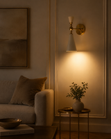 Copenhagen Cone Wall Sconce – White Enamel Shade With Brushed Brass Arm – Model 72207