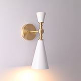 Copenhagen Cone Wall Sconce – White Enamel Shade With Brushed Brass Arm – Model 72207