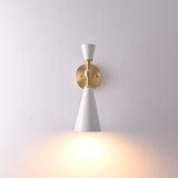 Copenhagen Cone Wall Sconce – White Enamel Shade With Brushed Brass Arm – Model 72207