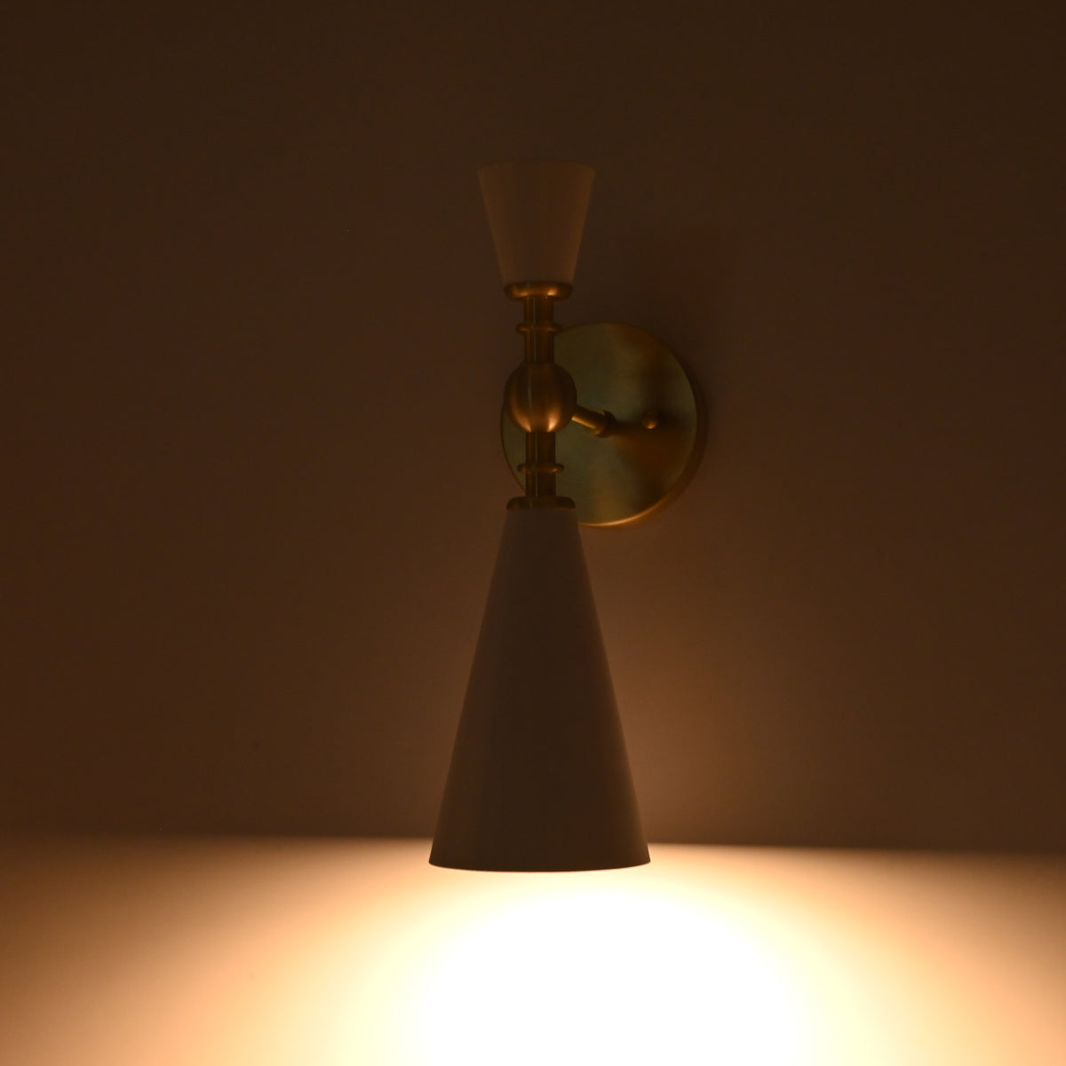 Copenhagen Cone Wall Sconce – White Enamel Shade With Brushed Brass Arm – Model 72207