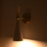 Copenhagen Cone Wall Sconce – White Enamel Shade With Brushed Brass Arm – Model 72207