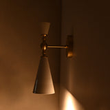 Copenhagen Cone Wall Sconce – White Enamel Shade With Brushed Brass Arm – Model 72207