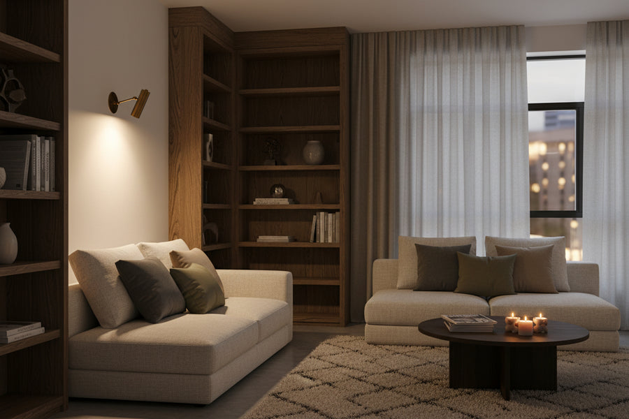 Modern cylindrical brass wall light by Brass Leaf Studio with clean minimalist design and warm illumination