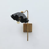 Verona Ruffled Wall Sconce – Matte Black Scalloped Shade With Brass Patina Arm 72255