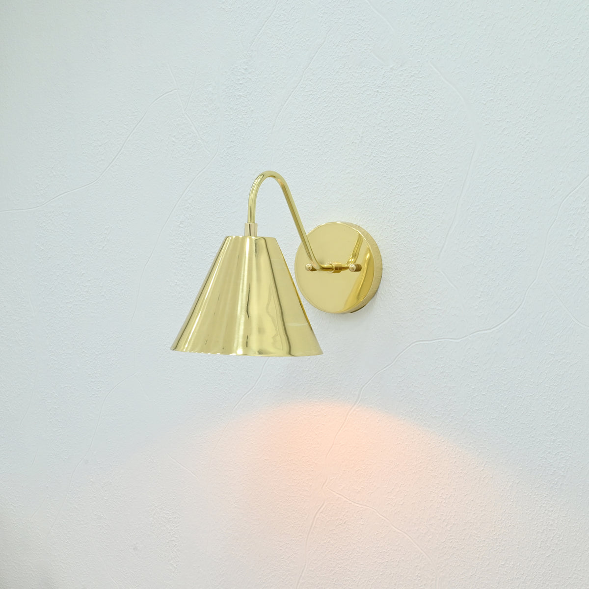 Venice Solid Brass Cone Wall Sconce – Curved Arm Reading Light 72262