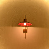 Monaco Sunflower Wall Sconce – Enamel Shade Brass Curved Arm Light 72265