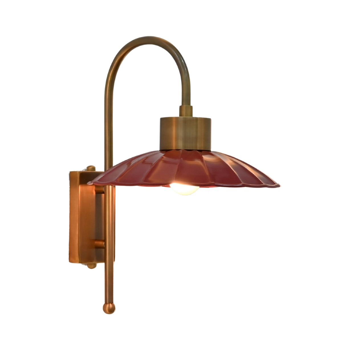 Monaco Sunflower Wall Sconce – Enamel Shade Brass Curved Arm Light 72265