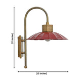 Monaco Sunflower Wall Sconce – Enamel Shade Brass Curved Arm Light 72265