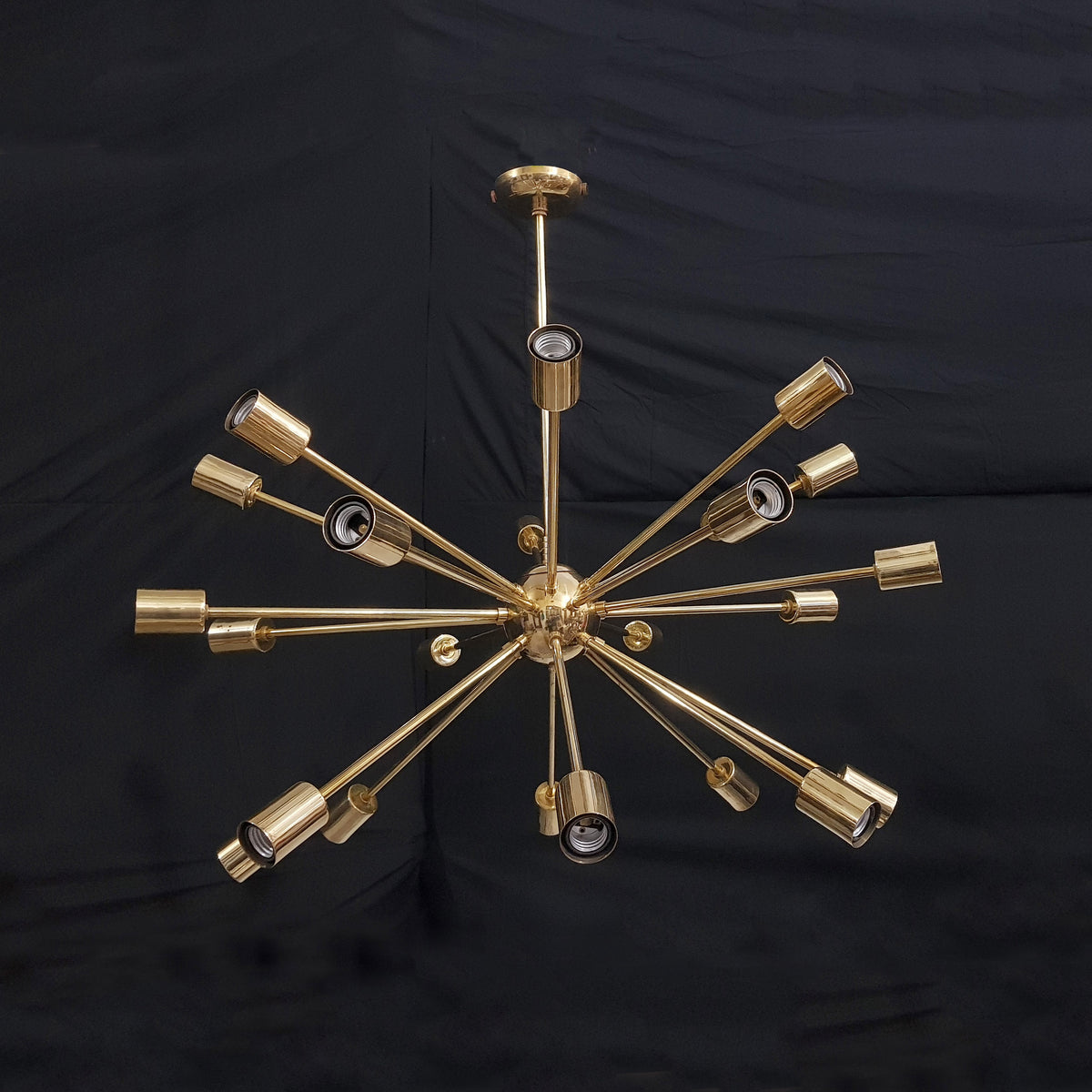 Brass Leaf Studio Brass Sputnik Chandelier, Shinny Brass Ceiling Hanging Lamp, Modern Pendant Lamp Made of Full Brass 24 arms/Lights