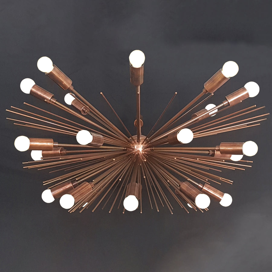 Modern Sputnik Chandelier Light | Customizable Brass Pendant Lamp | Mid Century Modern Ceiling Light Fixture | Industrial Statement Lighting - 32122