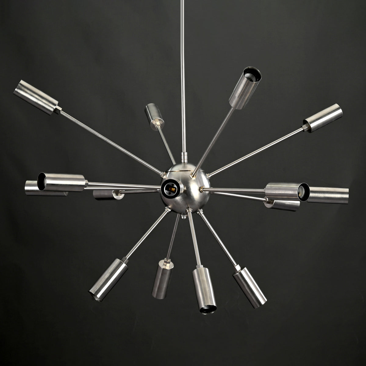 Modern 10-Light Gold Sputnik Chandelier – Mid-Century Ceiling Fixture with Clear Glass Globes - 32156