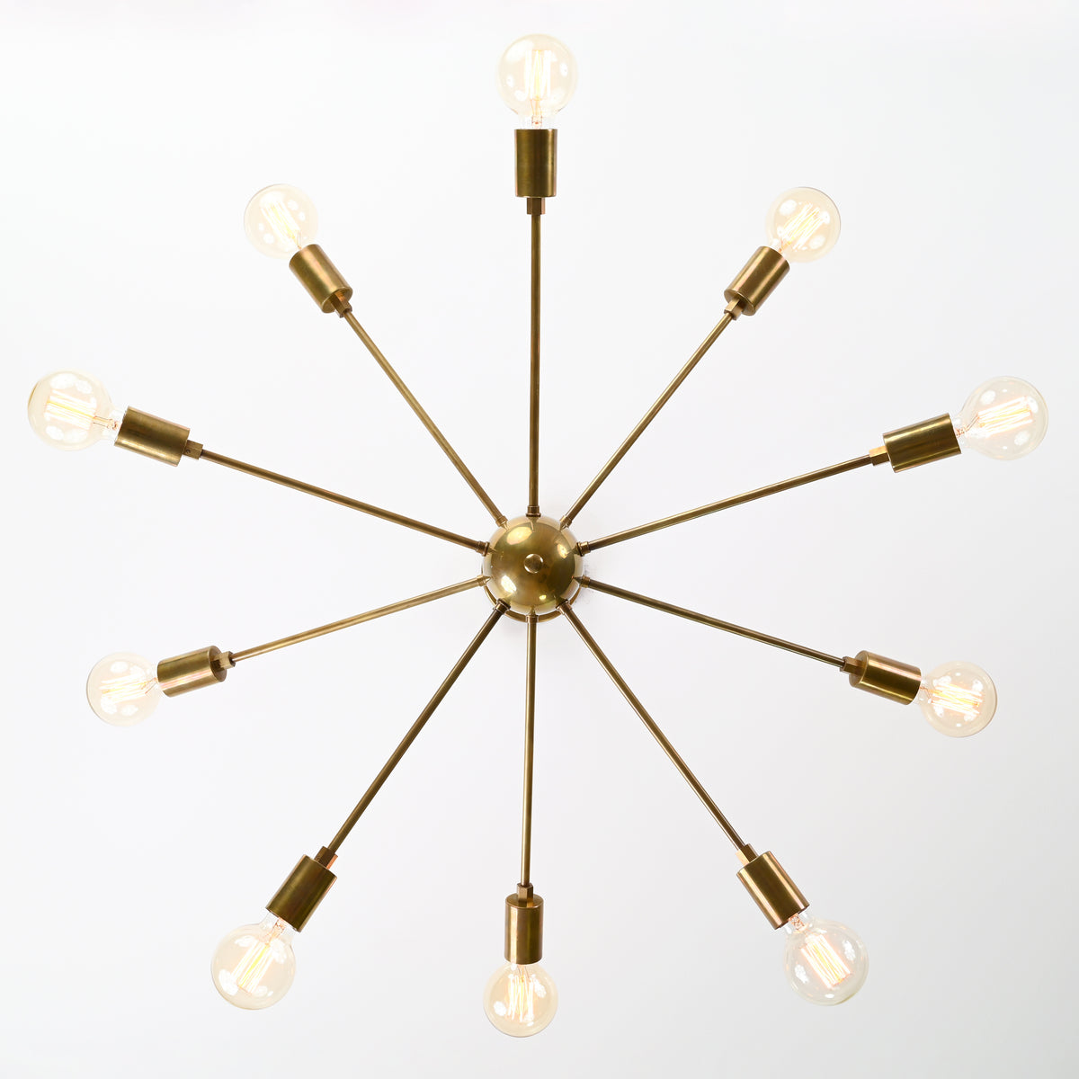 Vintage 8-Light Aged Brass Sputnik Chandelier – Industrial Ceiling Light Fixture - 32161