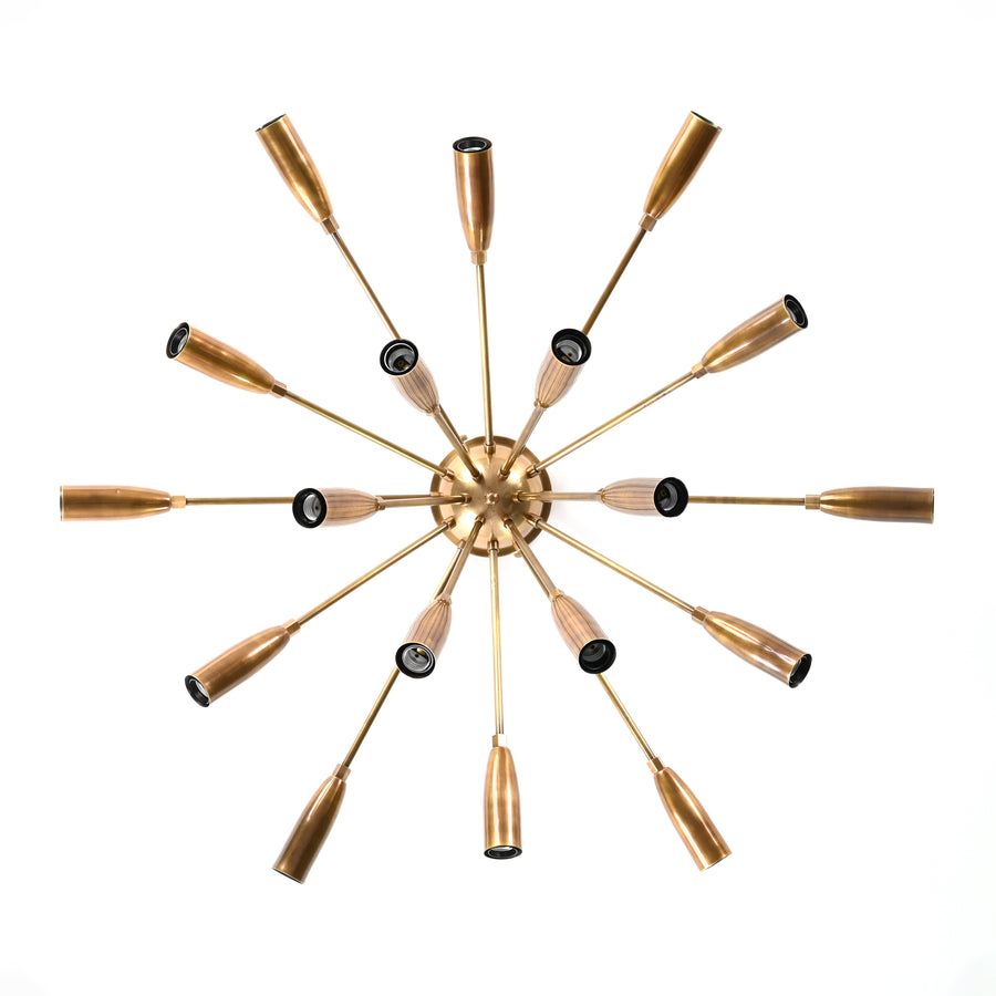 Lux 16-Light Brass Sputnik Chandelier – Mid-Century Modern Starburst Ceiling Fixture - 32165