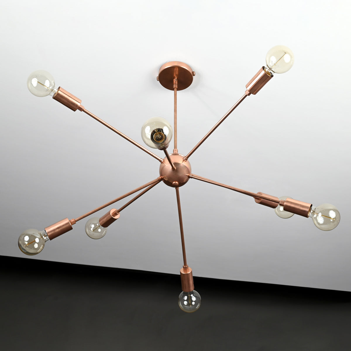 Sleek 8-Light Rose Gold Sputnik Chandelier – Contemporary Minimalist Ceiling Light - 32166