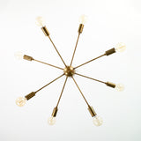 Vintage 8-Light Brass Sputnik Chandelier – Industrial Ceiling Fixture with Exposed Edison Bulbs - 32167