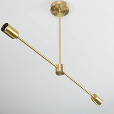 Sleek 2-Light Brass Linear Chandelier – Contemporary Minimal Ceiling Fixture with Symmetry - 32170
