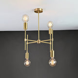 Elegant 6-Light Brass Sputnik Chandelier – Asymmetrical Modern Fixture with Edison Globe Bulbs - 32182