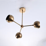 Modern 3-Light Brass Globe Chandelier – Artistic Ceiling Fixture with Sculptural Bowl Shades - 32194
