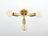 Warm Glow 3-Light Brass Ceiling Fixture – Minimalist Modern Design with Edison Bulbs - 32196