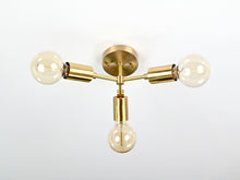 Warm Glow 3-Light Brass Ceiling Fixture – Minimalist Modern Design with Edison Bulbs - 32196