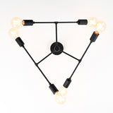 Modern 6-Light Black Chandelier – Asymmetrical Ceiling Fixture with Dual Globe Heads - 32197