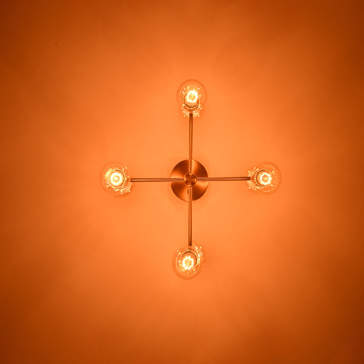 Modern 6-Light All-Brass Chandelier – Cylindrical Socket Sputnik Ceiling Fixture - 32204