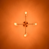 Modern 6-Light All-Brass Chandelier – Cylindrical Socket Sputnik Ceiling Fixture - 32204