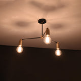 Modern 3-Light Black & Brass Chandelier – Mid-Century Ceiling Fixture with Globe Bulbs - 32209