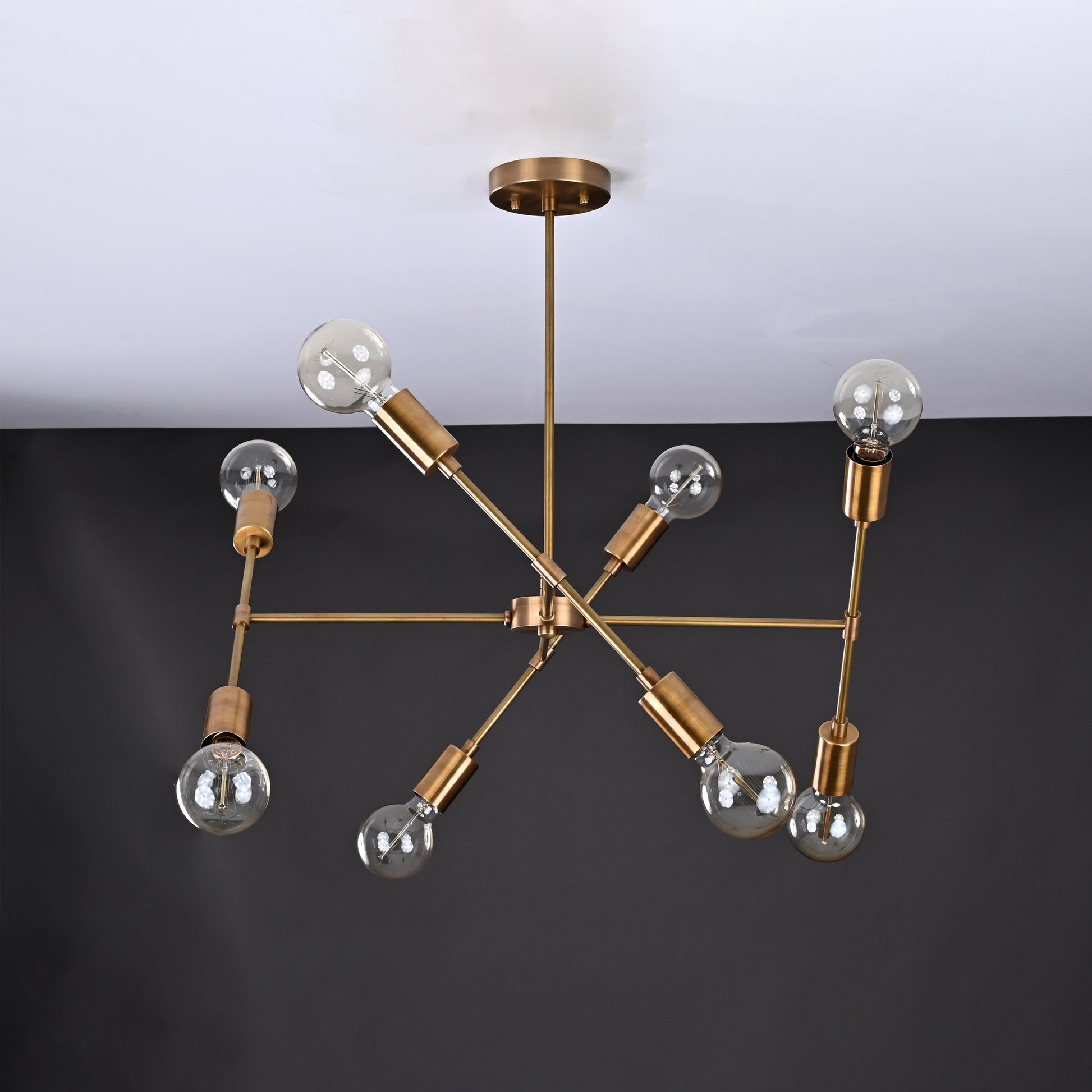 8 Arms Brass Sputnik Chandelier 25" Wide - 32212